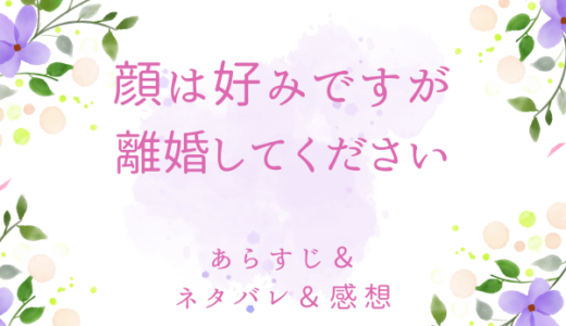 「顔は好みですが離婚してください」のあらすじ〜ネタバレ・感想・考察〜最終回の結末は！？